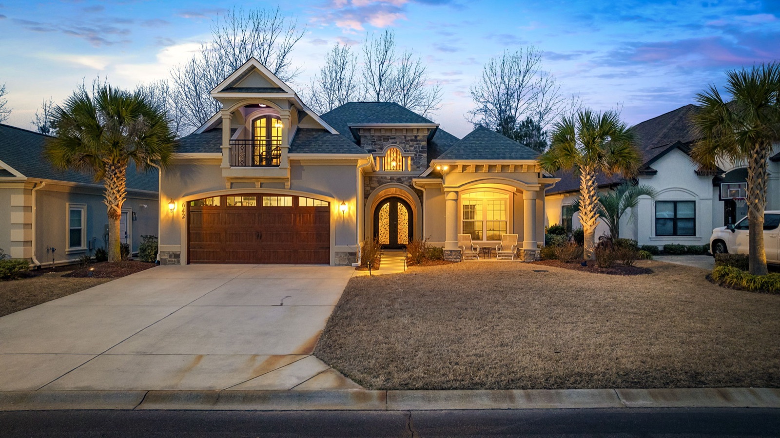 Luxury Grand Strand estate at twilight